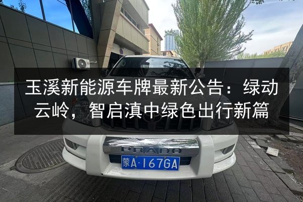 玉溪新能源车牌最新公告:绿动云岭,智启滇中绿色出行新篇 第1张 玉溪新能源车牌最新公告:绿动云岭,智启滇中绿色出行新篇 第1张