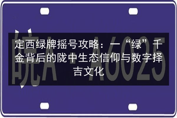 定西绿牌摇号攻略：一“绿”千金背后的陇中生态信仰与数字择吉文化 第2张