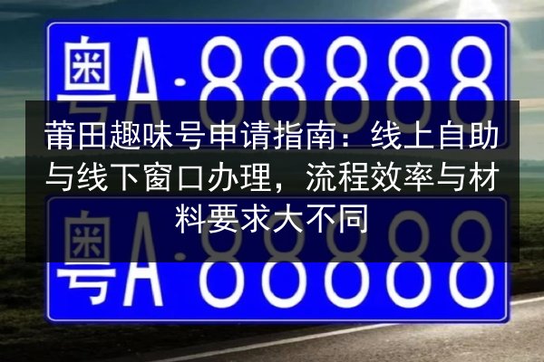 莆田趣味号申请指南：线上自助与线下窗口办理，流程效率与材料要求大不同 第2张