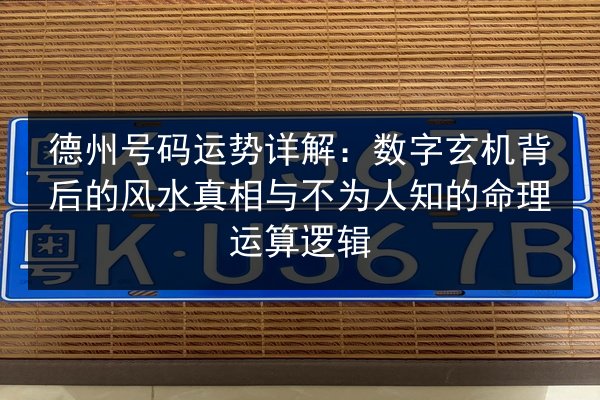 德州号码运势详解：数字玄机背后的风水真相与不为人知的命理运算逻辑 第2张