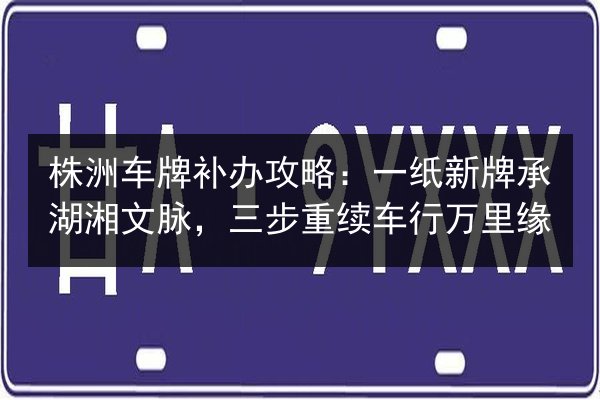 株洲车牌补办攻略：一纸新牌承湖湘文脉，三步重续车行万里缘