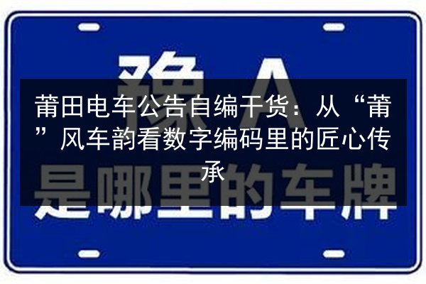 莆田电车公告自编干货:从“莆”风车韵看数字编码里的匠心传承 第2张 莆田电车公告自编干货:从“莆”风车韵看数字编码里的匠心传承 第2张