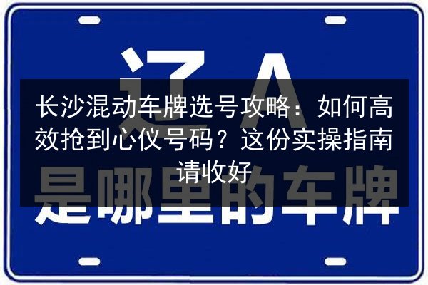 长沙混动车牌选号攻略：如何高效抢到心仪号码？这份实操指南请收好 第1张