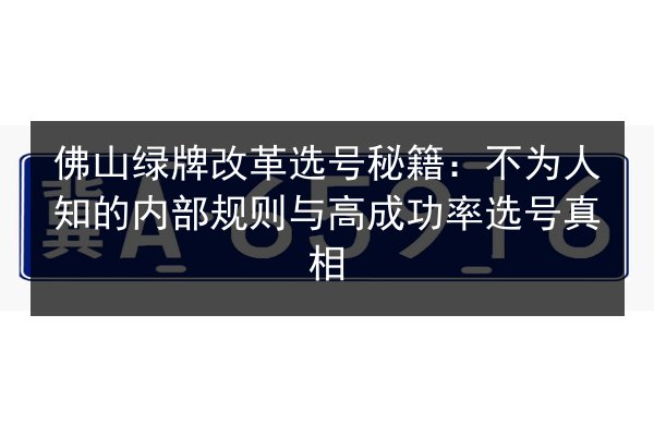 佛山绿牌改革选号秘籍：不为人知的内部规则与高成功率选号真相