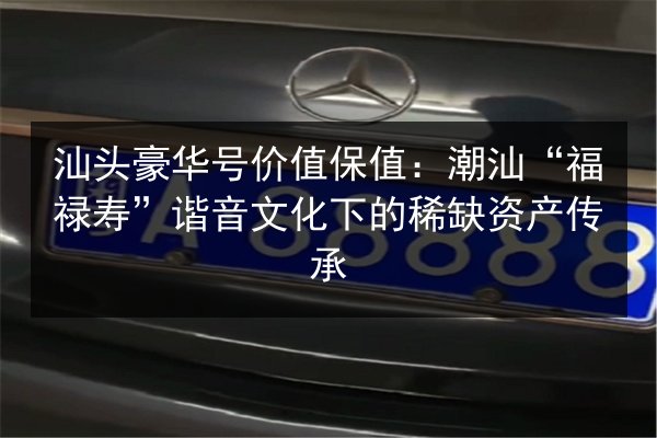 汕头豪华号价值保值:潮汕“福禄寿”谐音文化下的稀缺资产传承 第2张 汕头豪华号价值保值:潮汕“福禄寿”谐音文化下的稀缺资产传承 第2张