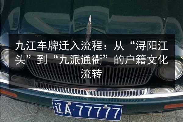 九江车牌迁入流程：从“浔阳江头”到“九派通衢”的户籍文化流转