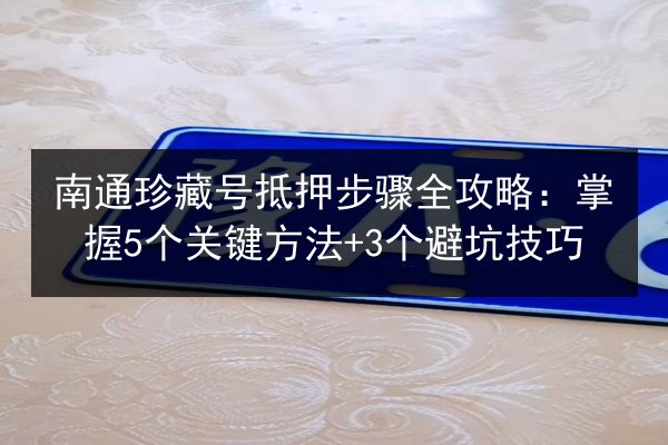南通珍藏号抵押步骤全攻略：掌握5个关键方法+3个避坑技巧 第3张