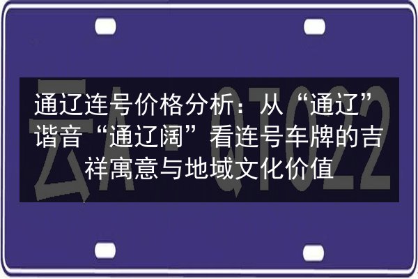 通辽连号价格分析:从“通辽”谐音“通辽阔”看连号车牌的吉祥寓意与地域文化价值 第3张 通辽连号价格分析:从“通辽”谐音“通辽阔”看连号车牌的吉祥寓意与地域文化价值 第3张