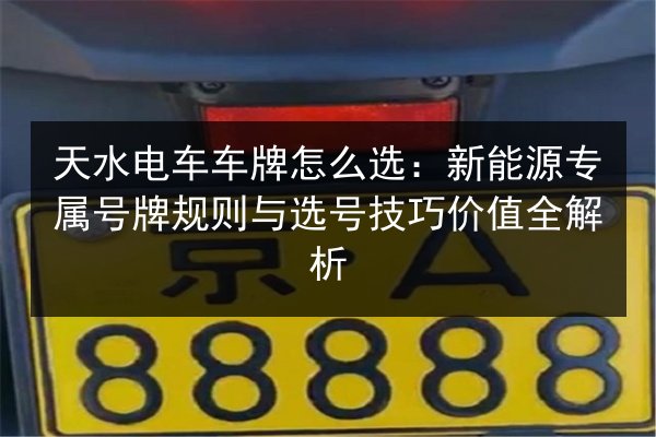 天水电车车牌怎么选:新能源专属号牌规则与选号技巧价值全解析 第1张 天水电车车牌怎么选:新能源专属号牌规则与选号技巧价值全解析 第1张