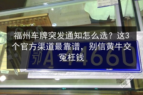 福州车牌突发通知怎么选？这3个官方渠道最靠谱，别信黄牛交冤枉钱