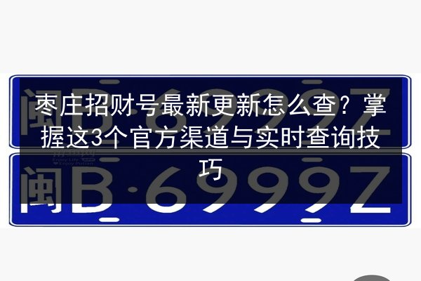 枣庄招财号最新更新怎么查？掌握这3个官方渠道与实时查询技巧