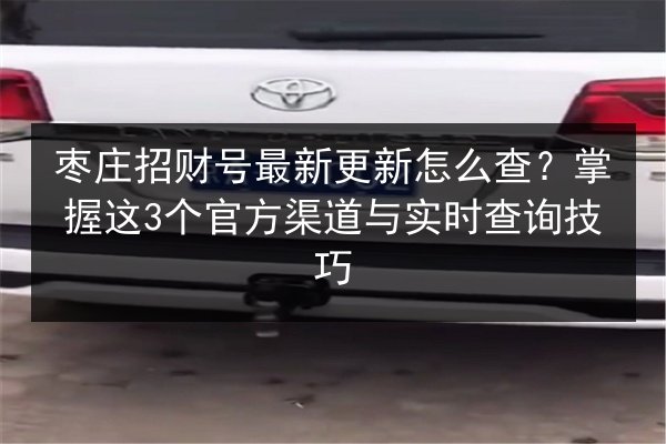 枣庄招财号最新更新怎么查?掌握这3个官方渠道与实时查询技巧 第2张 枣庄招财号最新更新怎么查?掌握这3个官方渠道与实时查询技巧 第2张
