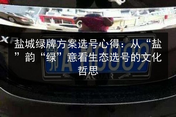 盐城绿牌方案选号心得:从“盐”韵“绿”意看生态选号的文化哲思 第3张 盐城绿牌方案选号心得:从“盐”韵“绿”意看生态选号的文化哲思 第3张