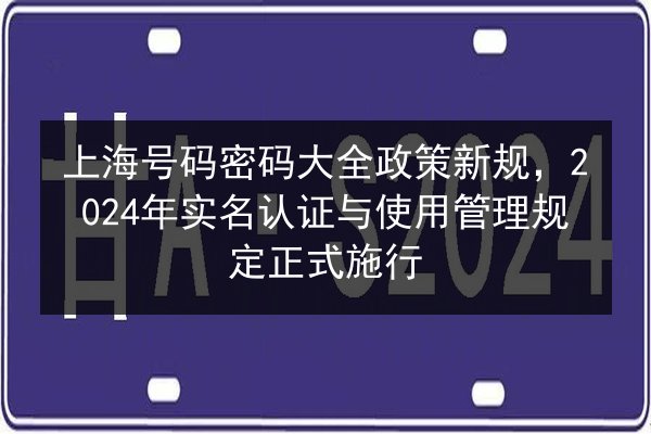 上海号码密码大全政策新规，2024年实名认证与使用管理规定正式施行