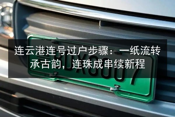 连云港连号过户步骤：一纸流转承古韵，连珠成串续新程