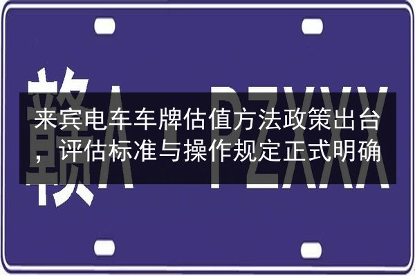 来宾电车车牌估值方法政策出台，评估标准与操作规定正式明确