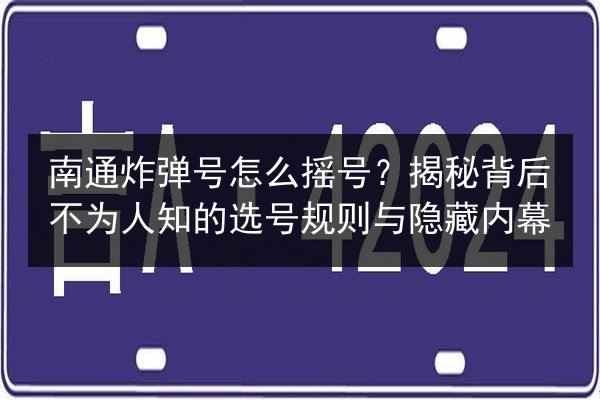 南通炸弹号怎么摇号?揭秘背后不为人知的选号规则与隐藏内幕 第2张 南通炸弹号怎么摇号?揭秘背后不为人知的选号规则与隐藏内幕 第2张