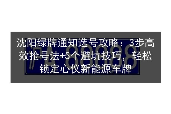 沈阳绿牌通知选号攻略:3步高效抢号法+5个避坑技巧,轻松锁定心仪新能源车牌 第3张 沈阳绿牌通知选号攻略:3步高效抢号法+5个避坑技巧,轻松锁定心仪新能源车牌 第3张