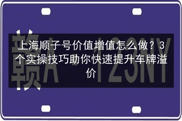 上海顺子号价值增值怎么做？3个实操技巧助你快速提升车牌溢价