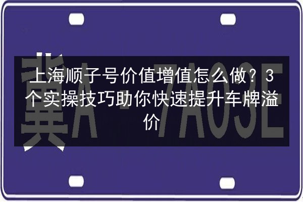 上海顺子号价值增值怎么做?3个实操技巧助你快速提升车牌溢价 第3张 上海顺子号价值增值怎么做?3个实操技巧助你快速提升车牌溢价 第3张