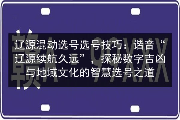 辽源混动选号选号技巧：谐音“辽源续航久远”，探秘数字吉凶与地域文化的智慧选号之道 第3张