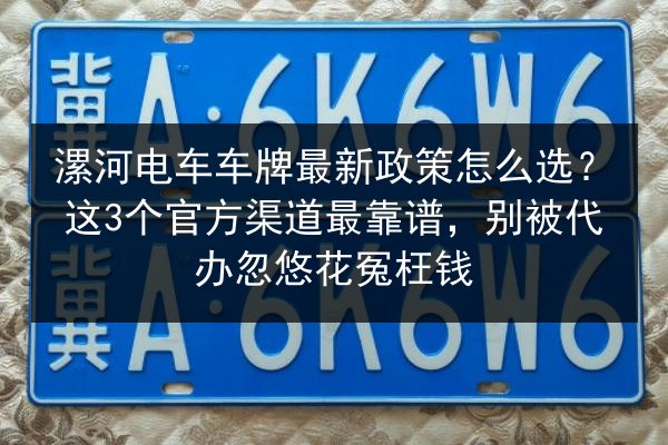 漯河电车车牌最新政策怎么选？这3个官方渠道最靠谱，别被代办忽悠花冤枉钱