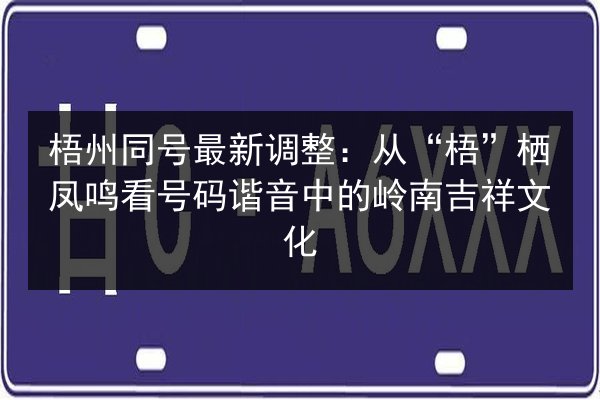 梧州同号最新调整:从“梧”栖凤鸣看号码谐音中的岭南吉祥文化 第2张 梧州同号最新调整:从“梧”栖凤鸣看号码谐音中的岭南吉祥文化 第2张