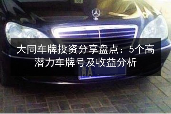大同车牌投资分享盘点：5个高潜力车牌号及收益分析