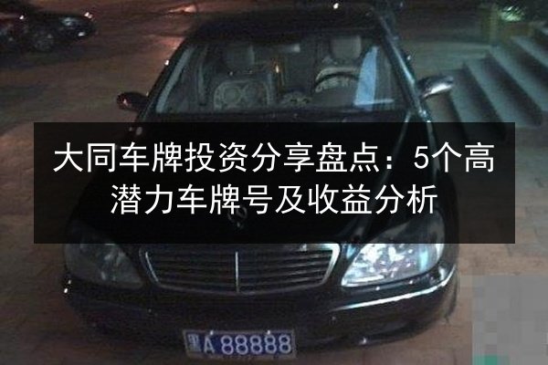 大同车牌投资分享盘点:5个高潜力车牌号及收益分析 第3张 大同车牌投资分享盘点:5个高潜力车牌号及收益分析 第3张