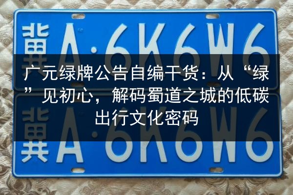 广元绿牌公告自编干货:从“绿”见初心,解码蜀道之城的低碳出行文化密码 第3张 广元绿牌公告自编干货:从“绿”见初心,解码蜀道之城的低碳出行文化密码 第3张