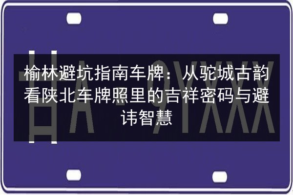 榆林避坑指南车牌:从驼城古韵看陕北车牌照里的吉祥密码与避讳智慧 第2张 榆林避坑指南车牌:从驼城古韵看陕北车牌照里的吉祥密码与避讳智慧 第2张