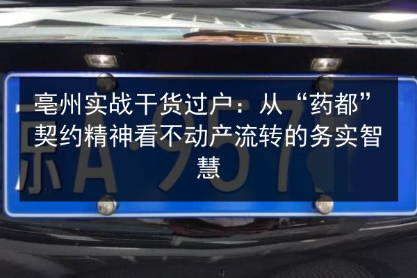 亳州实战干货过户：从“药都”契约精神看不动产流转的务实智慧