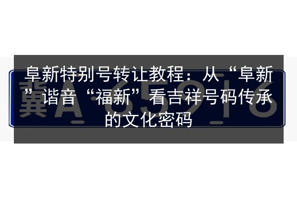阜新特别号转让教程：从“阜新”谐音“福新”看吉祥号码传承的文化密码