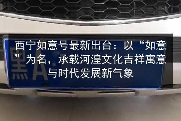 西宁如意号最新出台：以“如意”为名，承载河湟文化吉祥寓意与时代发展新气象 第2张