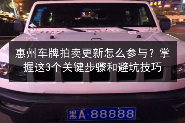 惠州车牌拍卖更新怎么参与?掌握这3个关键步骤和避坑技巧 第3张 惠州车牌拍卖更新怎么参与?掌握这3个关键步骤和避坑技巧 第3张