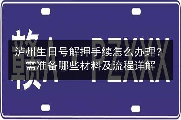 泸州生日号解押手续怎么办理？需准备哪些材料及流程详解 第1张