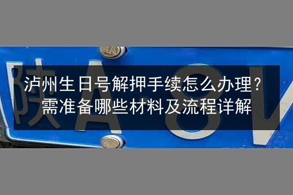泸州生日号解押手续怎么办理？需准备哪些材料及流程详解 第2张