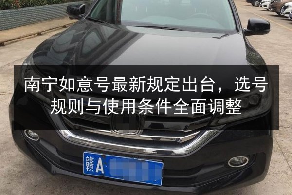 南宁如意号最新规定出台，选号规则与使用条件全面调整 第2张