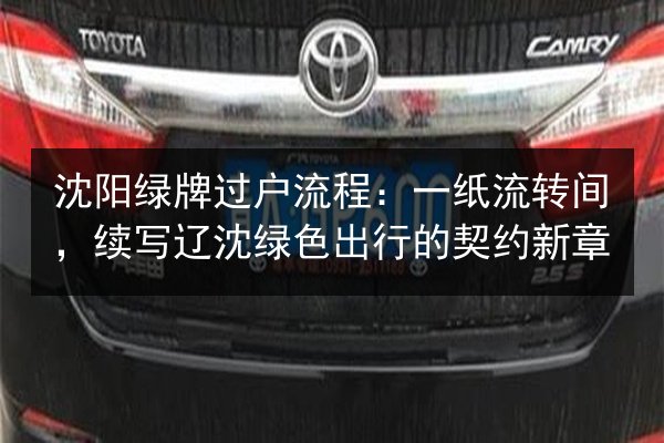 沈阳绿牌过户流程：一纸流转间，续写辽沈绿色出行的契约新章