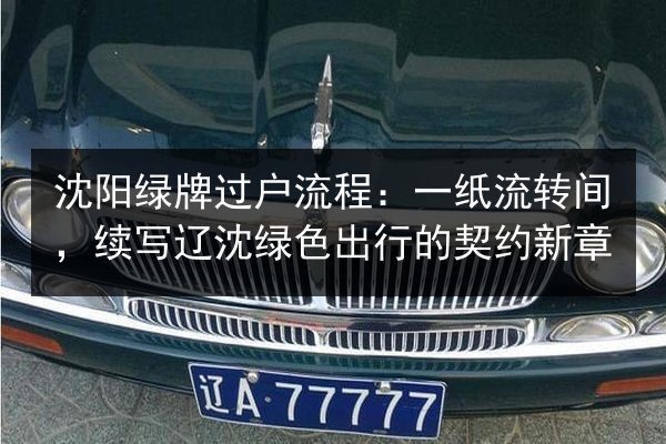 沈阳绿牌过户流程:一纸流转间,续写辽沈绿色出行的契约新章 第2张 沈阳绿牌过户流程:一纸流转间,续写辽沈绿色出行的契约新章 第2张