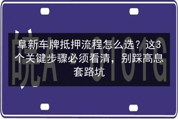 阜新车牌抵押流程怎么选？这3个关键步骤必须看清，别踩高息套路坑 第2张