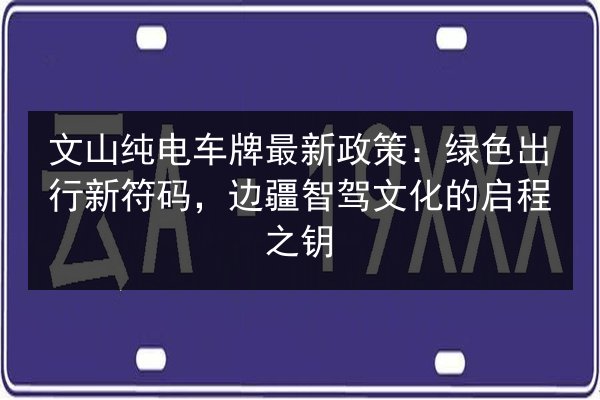 文山纯电车牌最新政策：绿色出行新符码，边疆智驾文化的启程之钥