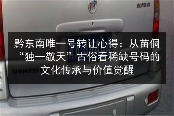 黔东南唯一号转让心得:从苗侗“独一敬天”古俗看稀缺号码的文化传承与价值觉醒 第2张 黔东南唯一号转让心得:从苗侗“独一敬天”古俗看稀缺号码的文化传承与价值觉醒 第2张