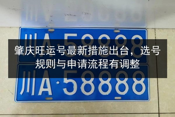 肇庆旺运号最新措施出台，选号规则与申请流程有调整