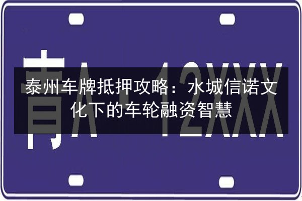 泰州车牌抵押攻略：水城信诺文化下的车轮融资智慧