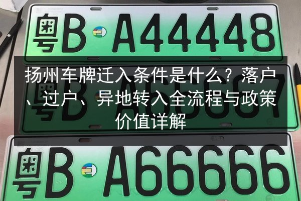 扬州车牌迁入条件是什么？落户、过户、异地转入全流程与政策价值详解