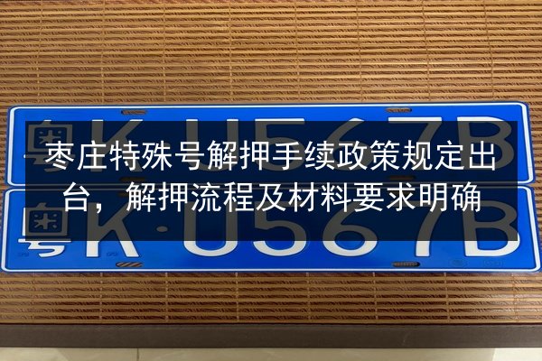枣庄特殊号解押手续政策规定出台，解押流程及材料要求明确 第2张