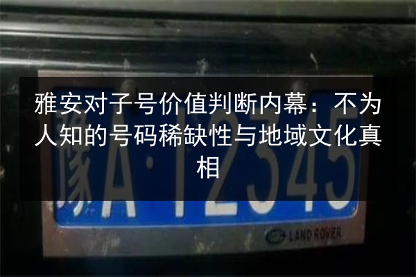 雅安对子号价值判断内幕:不为人知的号码稀缺性与地域文化真相 第2张 雅安对子号价值判断内幕:不为人知的号码稀缺性与地域文化真相 第2张