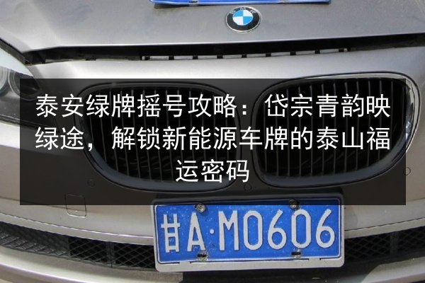 泰安绿牌摇号攻略：岱宗青韵映绿途，解锁新能源车牌的泰山福运密码