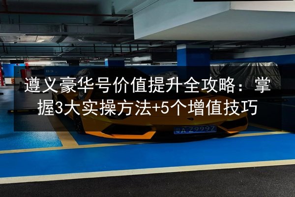 遵义豪华号价值提升全攻略：掌握3大实操方法+5个增值技巧